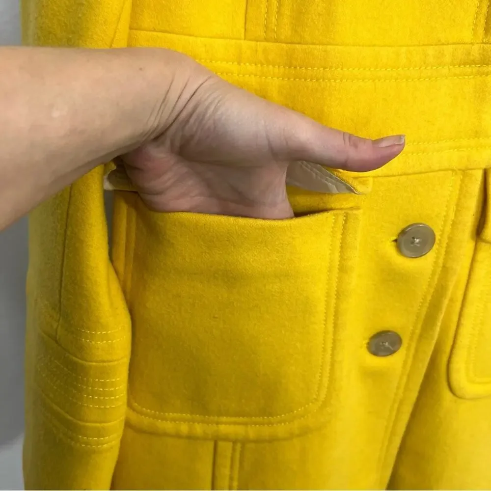 J Crew Stadium Cloth Majesty Bright Yellow Pea Coat Jacket Size 8 - Picture 5 of 13